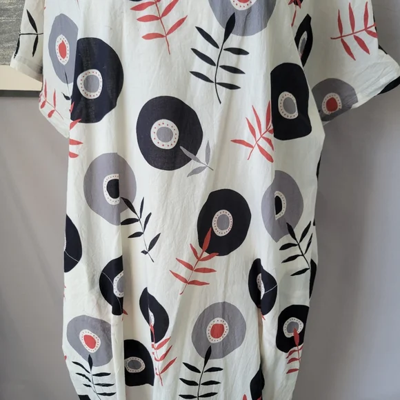 Gudrun Sjoden Julie Cotton Voile Floral V Neck Dress L - Picture 5 of 15